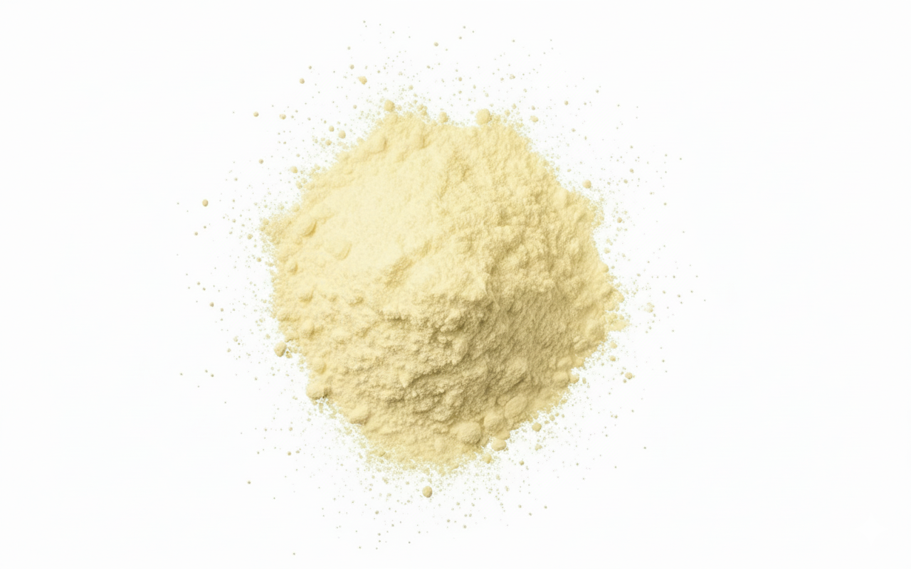 Yellow powder on a white background