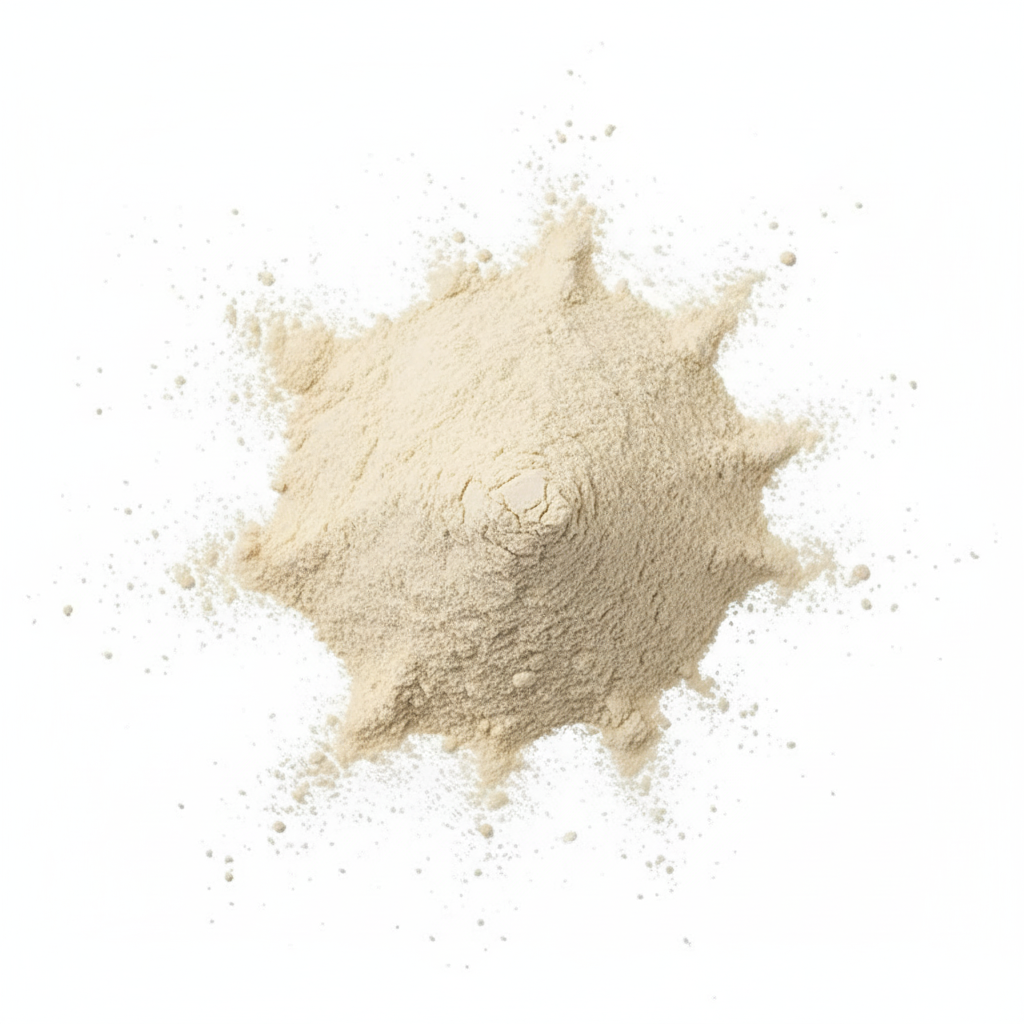Beige powder on a white background
