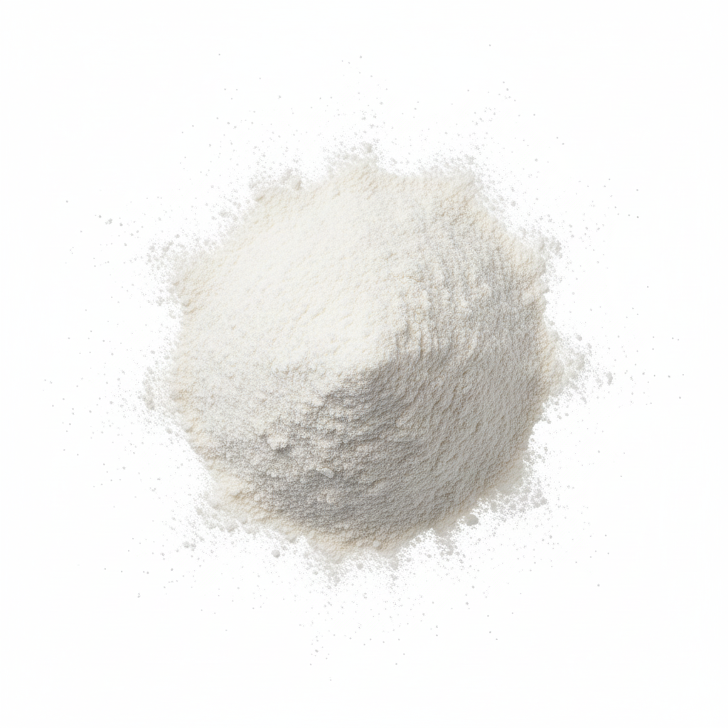 Pile of white powder n-Ha on a white background