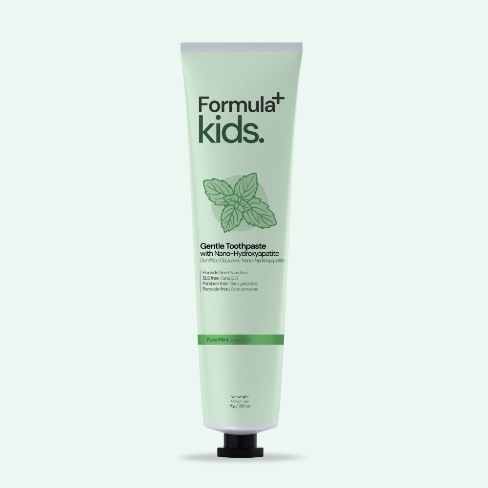 Tube of Formula+ Kids toothpaste on a white background