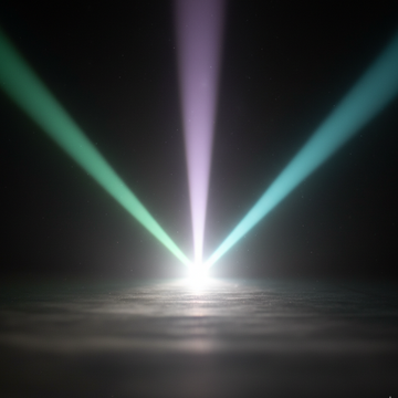 Three beams of light converge in the center of a Whitening powder Jar